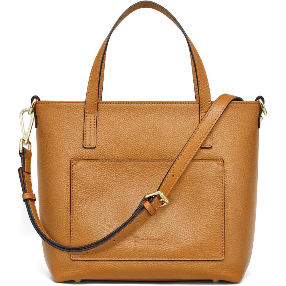 imageKattee Soft Leather Tote Bags for Women Shoulder Purses and Handbags Casual Work Top HandleBrown