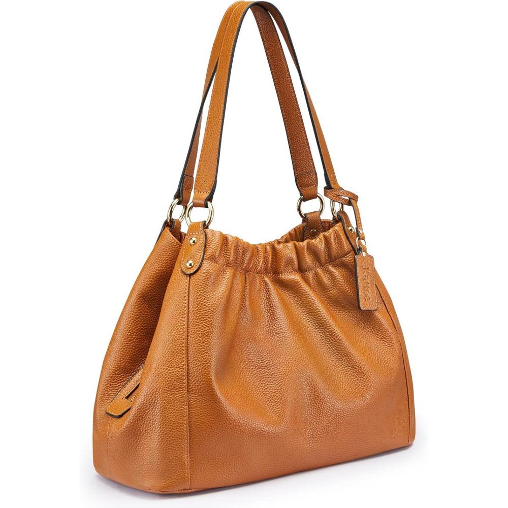 imageKattee Soft Women Genuine Leather Hobo Totes Purses and Handbags Satchel Top Handle Shoulder BagsBrown