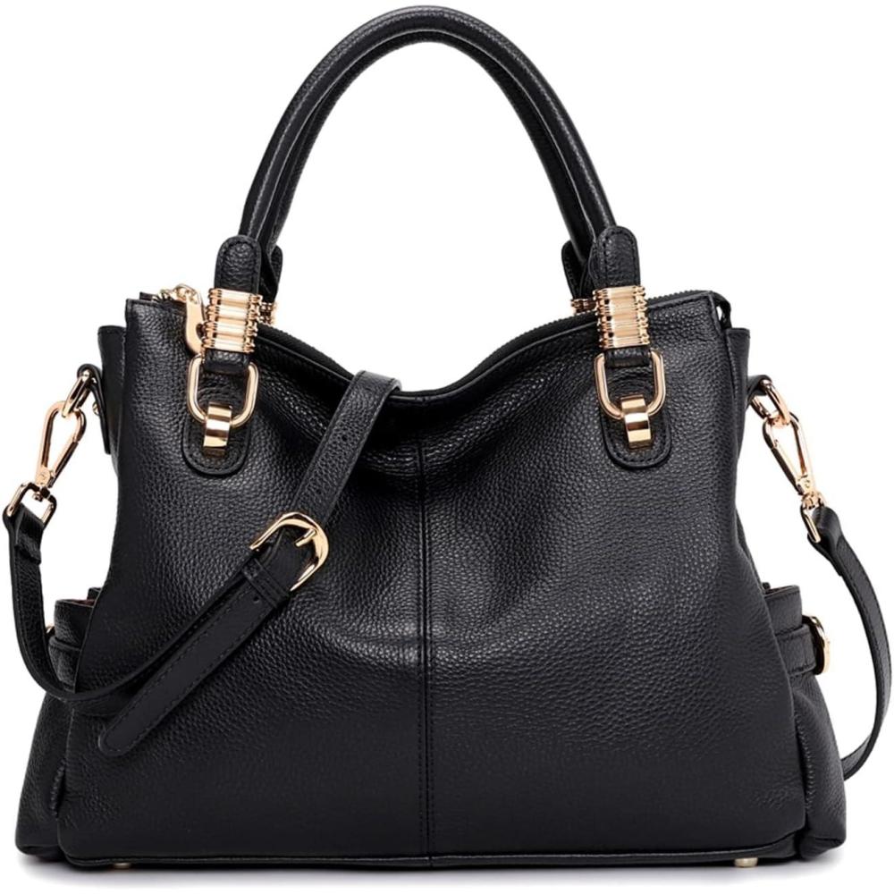 imageKattee Soft Women Genuine Leather Purses and Handbags Satchel Tote Shoulder BagBlack