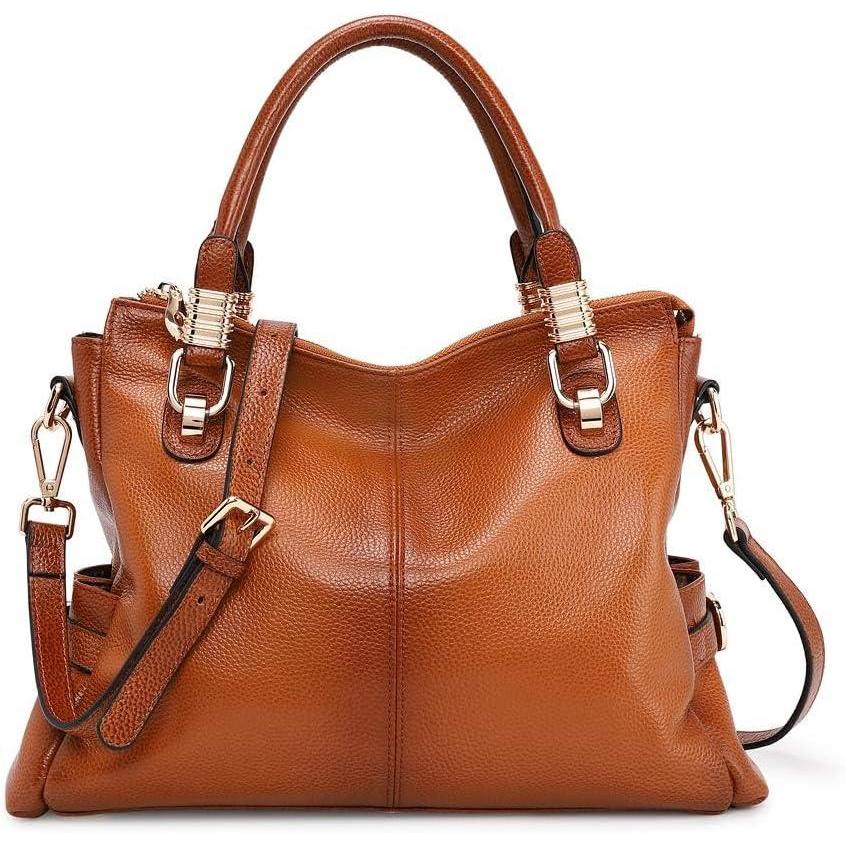 imageKattee Soft Women Genuine Leather Purses and Handbags Satchel Tote Shoulder BagOrangebrown