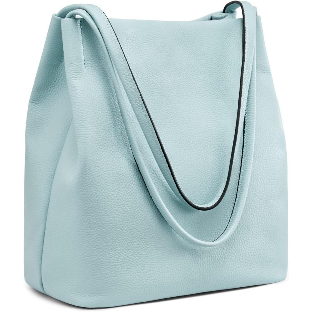 imageKattee Women Soft Genuine Leather Totes Shoulder Bag Purses and Handbags with Top Magnetic Snap ClosureSky Blue