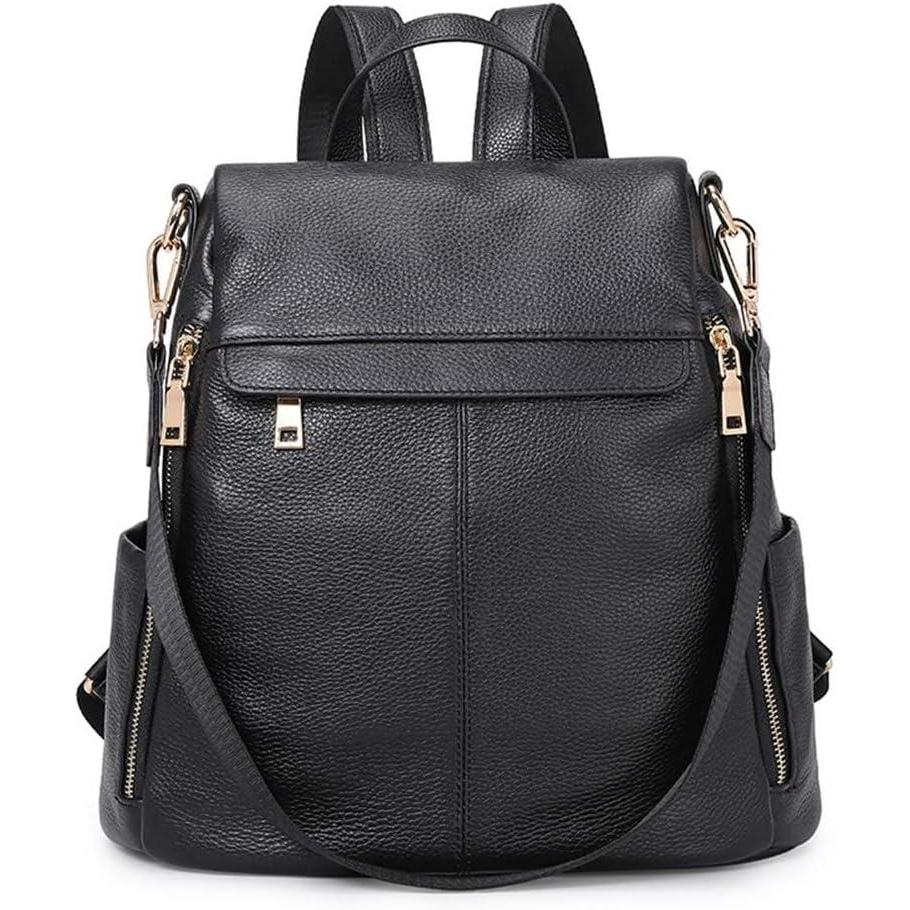 imageKattee Womens AntiTheft Backpack Purse Genuine Leather Shoulder Bag Fashion Ladies Satchel BagsBlack