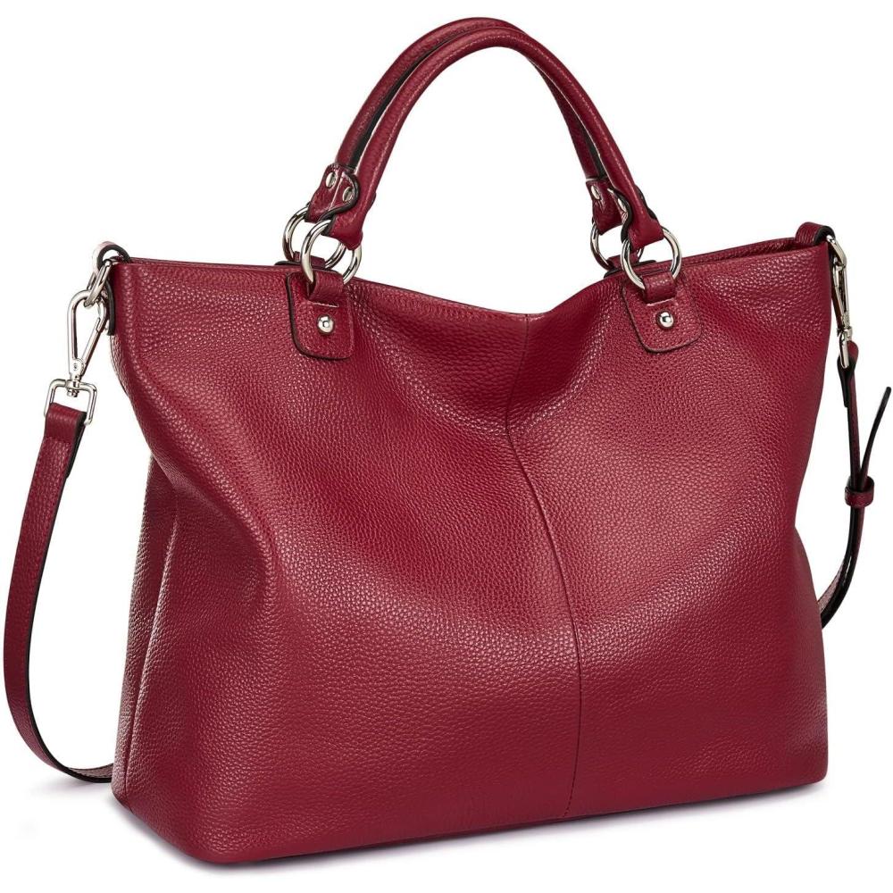imageKattee Womens Soft Leather Tote Bag Top Satchel Purses and HandbagsWine Red