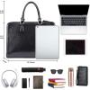 Kattee Genuine Leather Briefcase for Women, Large Capacity Laptop Bag with Luggage Tag(Black)