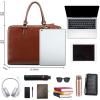 Kattee Genuine Leather Briefcase for Women, Large Capacity Laptop Bag with Luggage Tag(Coffee)