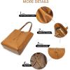 Kattee Genuine Leather Tote Bags for Women, Soft Shoulder Purses and Handbags, Casual Totes Work Travel(Brown)
