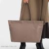 Kattee Genuine Leather Tote Bags for Women, Soft Shoulder Purses and Handbags Zipper Totes Travel Work Extra Large(Khaki)