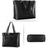 Kattee Genuine Leather Women Tote Bag Soft Handbags Vintage Shoulder Purses Fashion Top Handle Bag Large Capacity(Black)