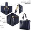 Kattee Genuine Leather Women Tote Bag Soft Handbags Vintage Shoulder Purses Fashion Top Handle Bag Large Capacity(Blue)