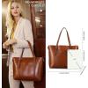 Kattee Genuine Leather Women Tote Bag Soft Handbags Vintage Shoulder Purses Fashion Top Handle Bag Large Capacity(Deep Brown)