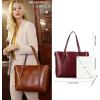 Kattee Genuine Leather Women Tote Bag Soft Handbags Vintage Shoulder Purses Fashion Top Handle Bag Large Capacity(Red)