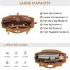 Kattee Leather Briefcase for Women, 15 Inches Laptop Bag, Work Tote with Luggage/Shoulder Strap(Brown)