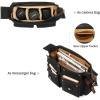 Kattee Leather Canvas Camera Bag Vintage DSLR SLR Messenger Shoulder Bag(Black)
