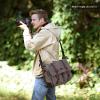 Kattee Leather Canvas Camera Bag Vintage DSLR SLR Messenger Shoulder Bag(Dark Gray)