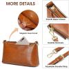 Kattee Leather Crossbody Bags for Women Trendy, Small Shoulder Purses and Handbags, Clutch Wristlet Wallet with 2 Straps(Light Brown)
