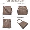 Kattee Leather Handbags for Women, Soft Shoulder Tote Crossbody Purses Bucket Bags with 2 Detachable Straps(Khaki)