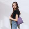 Kattee Leather Handbags for Women, Soft Shoulder Tote Crossbody Purses Bucket Bags with 2 Detachable Straps(Lavender Purple)