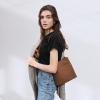Kattee Leather Handbags for Women, Soft Shoulder Tote Crossbody Purses Bucket Bags with 2 Detachable Straps(Suede Coffee)