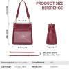 Kattee Leather Handbags for Women, Soft Shoulder Tote Crossbody Purses Bucket Bags with 2 Detachable Straps(Wine Red)