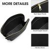 Kattee Leather Makeup Bag, Travel Cosmetic Bag Set, Toiletry Bag Organizer for Women, 1-PACK, Medium, Brown(Black)