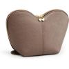 Kattee Leather Makeup Bag, Travel Large capacity Comestic Bag for Women, Heart Shaped Portable Organizer Toiletry Bag for Working, Black(Khaki)