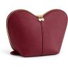 Kattee Leather Makeup Bag, Travel Large capacity Comestic Bag for Women, Heart Shaped Portable Organizer Toiletry Bag for Working, Black(Wine Red)