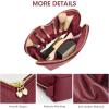 Kattee Leather Makeup Bag, Travel Large capacity Comestic Bag for Women, Heart Shaped Portable Organizer Toiletry Bag for Working, Black(Wine Red)