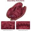 Kattee Leather Makeup Bag, Travel Large capacity Comestic Bag for Women, Heart Shaped Portable Organizer Toiletry Bag for Working, Black(Wine Red)