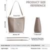 Kattee Leather Purses and Handbags, Bucket Bags for Women, Top Grain Leather Tote Shoulder Crossbody with 2 Straps(Khaki)