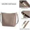 Kattee Leather Purses and Handbags, Bucket Bags for Women, Top Grain Leather Tote Shoulder Crossbody with 2 Straps(Khaki)