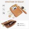 Kattee Leather RFID Wallet Women, Small Wristlet Wallets for Women, Slim Credit Card Holder for Women with Gold Zipper(Brown)