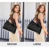 Kattee Leather Tote Bags for Women, Casual Shoulder Hobo Purses and Handbags, Top Magnetic Snap Closure(Black)