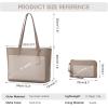 Kattee Leather Tote Bags for Women Shoulder Purses and Handbags Travel Work Bags with Wristlet Wallet 2-in-1(Khaki)
