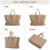Kattee Leather Tote Bags for Women Soft Shoulder Purses Handbags Travel Work Bags Top Grain Leather Large Capacity(Apricot)