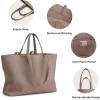 Kattee Leather Tote Bags for Women Soft Shoulder Purses Handbags Travel Work Bags Top Grain Leather Large Capacity(Khaki)