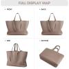 Kattee Leather Tote Bags for Women Soft Shoulder Purses Handbags Travel Work Bags Top Grain Leather Large Capacity(Khaki)