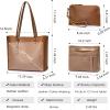 Kattee Leather Totes for Women Shoulder Bag Top Handle Satchel Purse Set 3pcs 3-in-1(Brown)