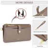 Kattee Leather Wristlet Wallets for Women, RFID Wallets Women, Top Grain Leather Card Holder Phone Purses Clutch Bags(Khaki)