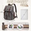 Kattee Men’s Leather Canvas Backpack Large School Bag Travel Rucksack Black(Grey)