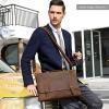 Kattee Men’s Leather Satchel Briefcase, 15.6″ Laptop Messenger Shoulder Bag Tote(Brown)