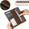 Kattee Men’s Vintage Genuine Leather Long Wallet for Checkbook Credit Cards(1-Brown)