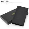 Kattee Men’s Vintage Genuine Leather Long Wallet for Checkbook Credit Cards(2-Black New (with gift box))
