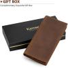 Kattee Men’s Vintage Genuine Leather Long Wallet for Checkbook Credit Cards(2-Brown New (with gift box))