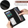 Kattee Men’s Vintage Genuine Leather Long Wallet for Checkbook Credit Cards(Black)