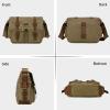 Kattee Military Messenger Bag Canvas Leather Shoulder Bag Fits 15.6 Inch Laptop