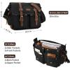 Kattee Military Messenger Bag Canvas Leather Shoulder Bag(Black)