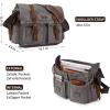 Kattee Military Messenger Bag Canvas Leather Shoulder Bag(Dark Gray)