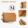 Kattee RFID Wallet Women, Leather Wristlet Wallets for Women, Slim Clutch Purses, with Credit Card Holder(Brown)