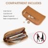 Kattee RFID Wallet Women, Leather Wristlet Wallets for Women,Slim Clutch Purses Card Holder with Removable Wrist Strap(Brown)