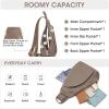Kattee Sling Bag for Women Crossbody Fanny Packs Chest Bag Top Grain Leather Daypack Backpack RFID Blocking Travel(Khaki)